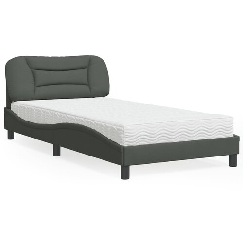 VidaXL Krevet s madracem tamnosivi 100 x 200 cm od tkanine Slike