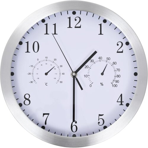  Zidni sat s kvarcnim mehanizmom higrometrom i termometrom 30 cm Slike