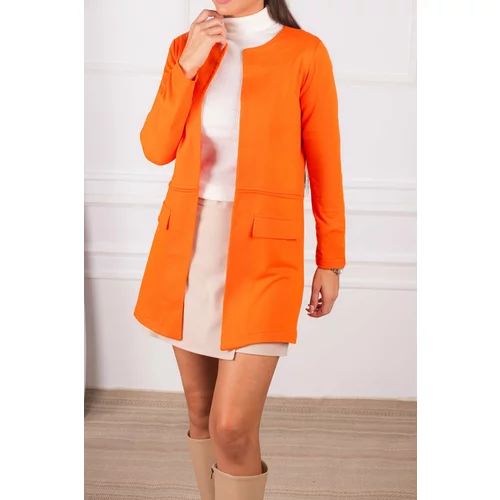 armonika Women's Orange Stitched Waist Long Jacket