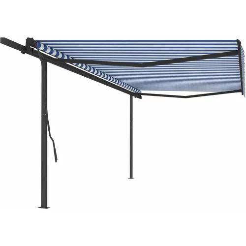  Avtomatsko zložljiva tenda s stebrički 5x3,5 m modra in bela, (20703020)