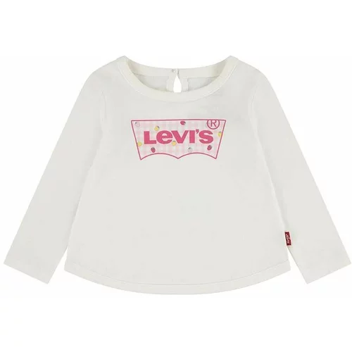 Levi's Otroška bombažna majica z dolgimi rokavi LVG CURVED HEM LS TEE bež barva