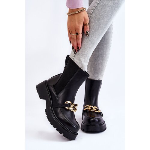 Gemre PG1 Women's Warm Boots With Front Decoration Black Tilda Cene