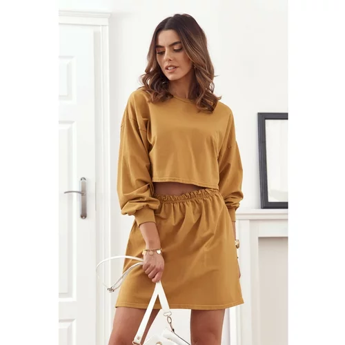 Fasardi Sweatshirt set with a skirt mustard