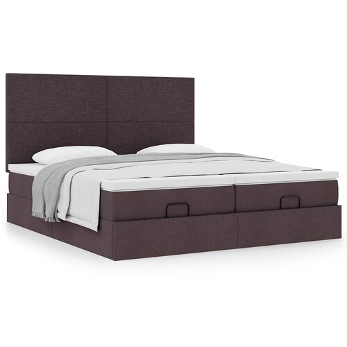 VidaXL Otomanski posteljni okvir z vzmetnicami rjav 180x200 cm blago Slike