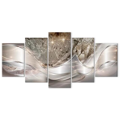  Slika - Sparkling Dandelions (5 Parts) Beige Wide 100x50 Slike