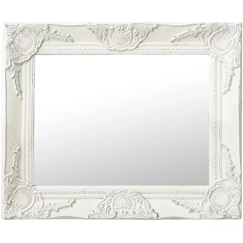 vidaXL Stensko ogledalo v baročnem stilu 50x40 cm belo