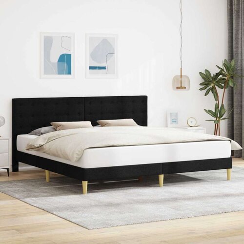  Okvir za krevet s uzglavljem Crna 200 x 200 cm Tkanina - Crna 200 x 200 cm Cijene