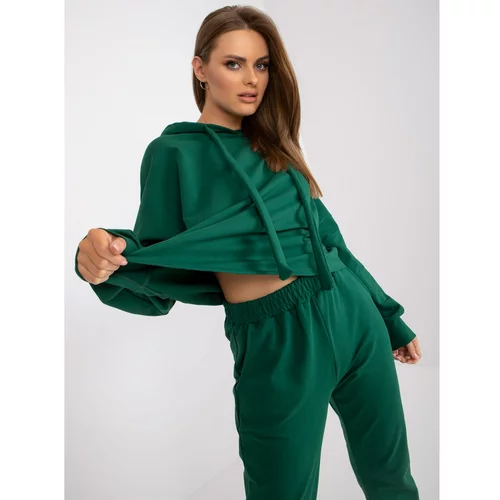 Fashion Hunters Basic dark green tracksuit set with an oversize sweatshirt