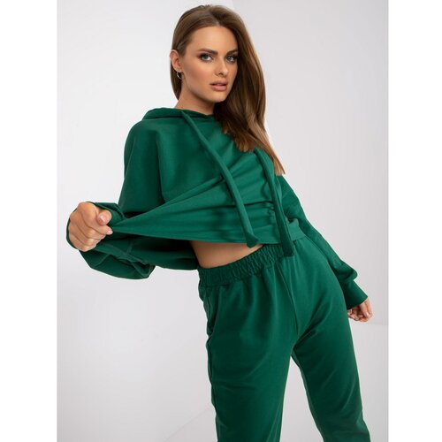 Fashion Hunters Basic dark green tracksuit set with an oversize sweatshirt Slike
