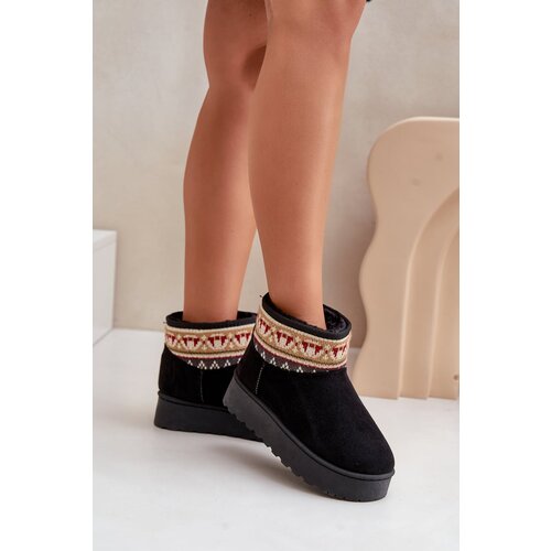 FR1 Women&amp;#039;s Snow Boots With Pattern On Platform Black Avatharia Slike