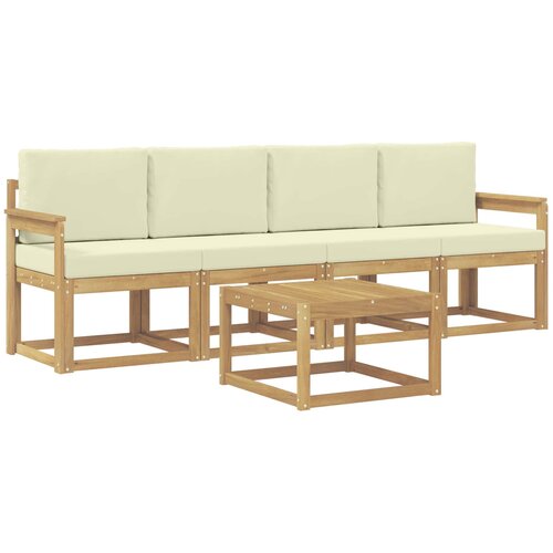 vidaXL Zunanja garnitura za sedenje z blazino 5 pcs Bela in krem, (5000282354) Cene