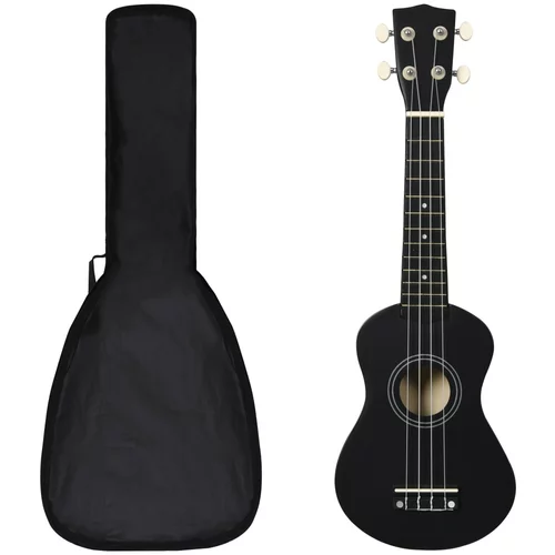 vidaXL Otroški ukulele soprano s torbo črn 21", (20753659)
