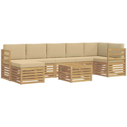  Set vanjskih sofa 8 kom. Bijela i bež Poliester Slike