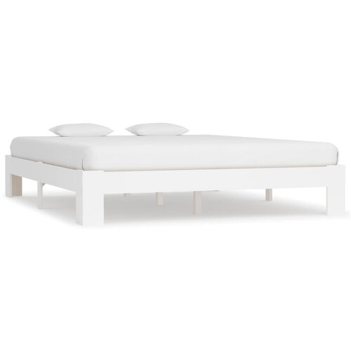 The Living Store Posteljni okvir bel iz trdne borovine 160x200 cm - Posteljni Okvir, (21523254) Slike