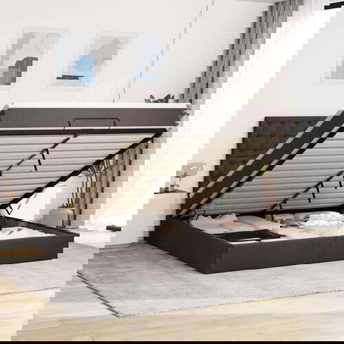 vidaXL Otomanski posteljni okvir z vzmetnico rjav 160x200 cm blago, (21653291) Cene