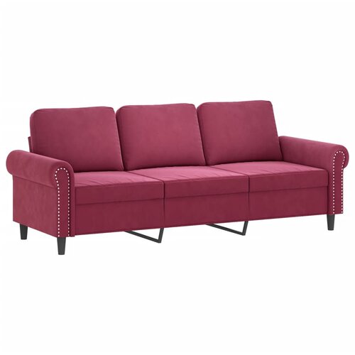  3-dijelni set sofa s jastucima crvena boja vina bar&amp;scaron;unasti Slike