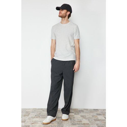 Trendyol Men's Gray Melange Regular/Normal Fit Textured Basic T-Shirt Slike