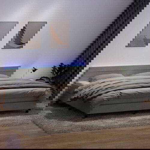 VidaXL Krevet s oprugama i madracem svjetlosivi 180x210 cm bar&amp;scaron;unasti Slike