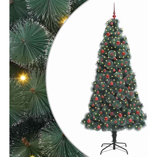 vidaXL Umjetno prethodno osvijetljeno božićno drvce s kuglicama 210 cm Cijene