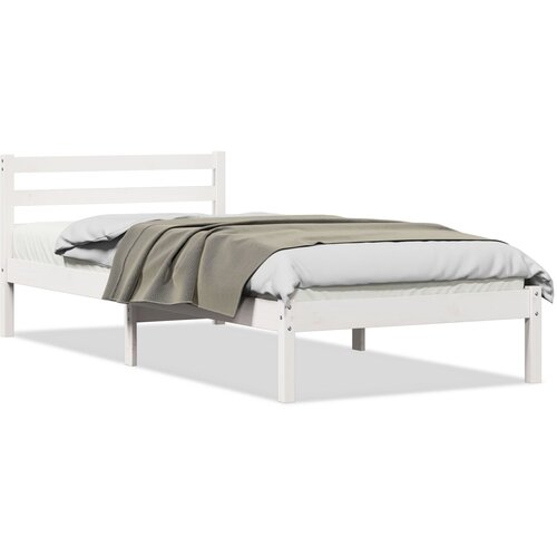vidaXL Postelja s Naslonjalom Bele barve 100x210 cm iz Trdnega Borovega Lesa, (22008291) Cene