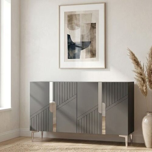 Hanah home komoda Evva 120, 120 cm, antracit / srebrna Cene