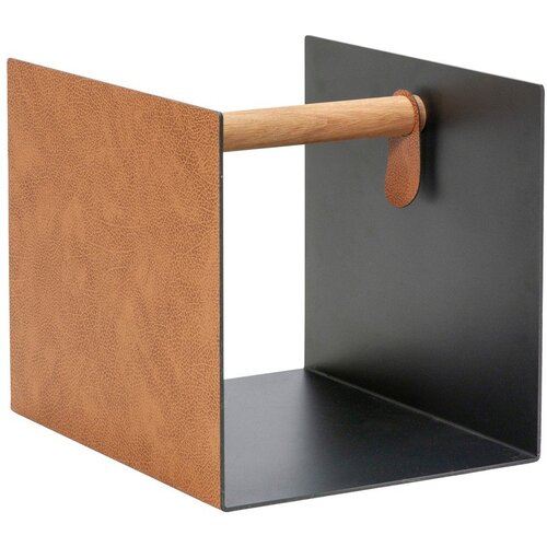 LIND DNA Crna/u prirodnoj boji dekorativna metalna/od eko kože kutija za pohranu 32x38x31 cm Bull &amp;ndash; Slike