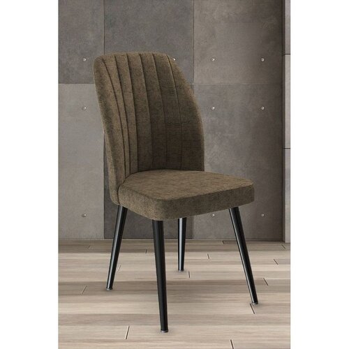 Hanah home set trpezarijskih stolica Platinum 6 kom, braon tkanina Jerry, crne metalne noge Cene