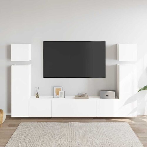  8-dijelni set TV ormarića bijeli od konstruiranog drva Slike