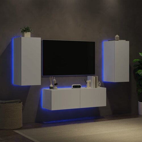  The Living Store Stenske TV omarice z LED lučkami 3 kosi bela - Stenska TV Omarica, (21555412) Slike