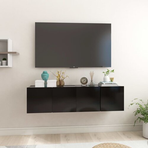 Viseći TV ormarići 2 kom crni 60 x 30 x 30 cm Slike
