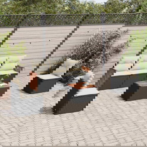 vidaXL 6-dijelni set vrtnih sofa s jastucima crni od poliratana Cijene