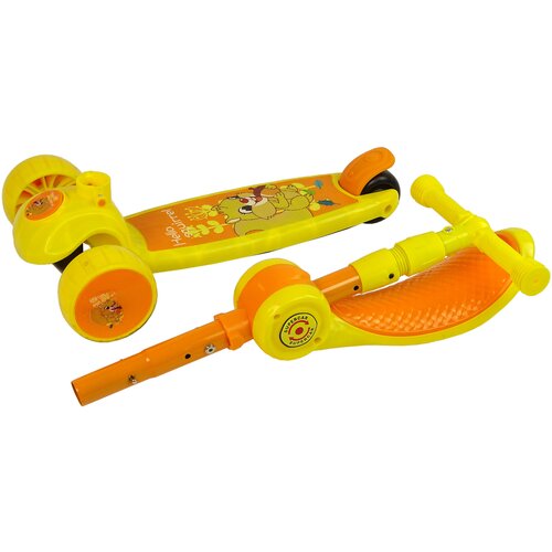Lean Toys Trikolesni skiro in poganjalec z lučkami in glasbo Rumena lea Slike