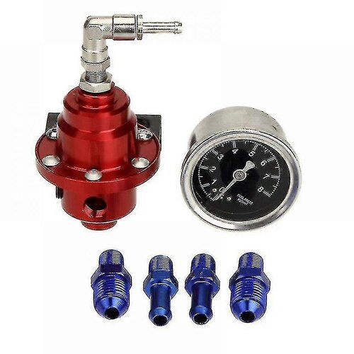 INORCO Univerzalni nastavljiv regulator tlaka goriva iz aluminijeve zlitine, združljiv s FPR z merilnikom tlaka goriva za avto (rdeč), (21874256) Slike