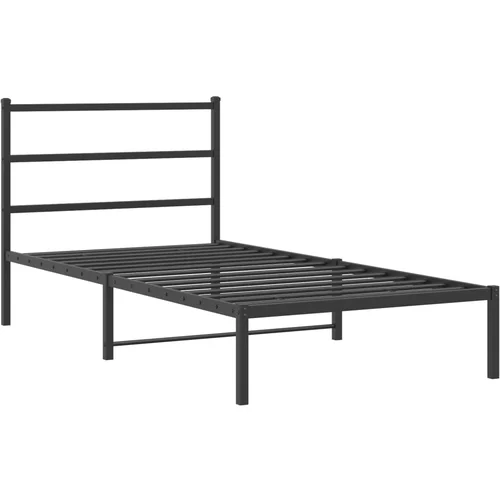 vidaXL Kovinski posteljni okvir z vzglavjem črn 100x200 cm, (21007226)