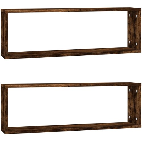  Kockaste zidne police 2 kom boja hrasta 80x15x26,5 cm drvene Slike