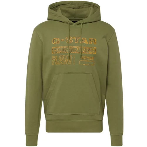 G-star Raw Sweater majica 'Distressed Originals' zelena / narančasta