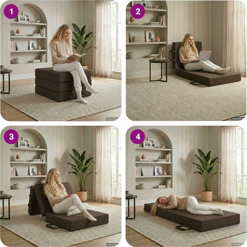 SOFA na razvlačenje 90 x 67 x 45 cm Sivosmeđa Slike
