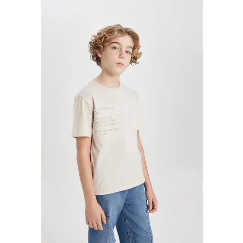 Defacto Boys' Crew Neck Printed Short Sleeve T-Shirt