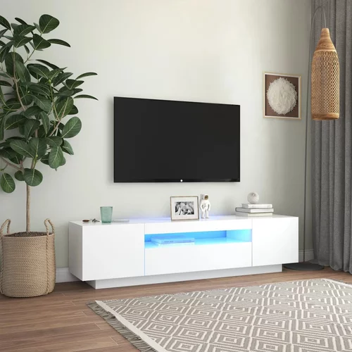 TV ormarić s LED svjetlima bijeli 160 x 35 x 40 cm