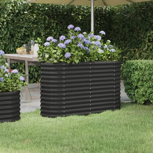vidaXL visoka greda iz prašno premazanega jekla 114x40x68 cm antracit Cene