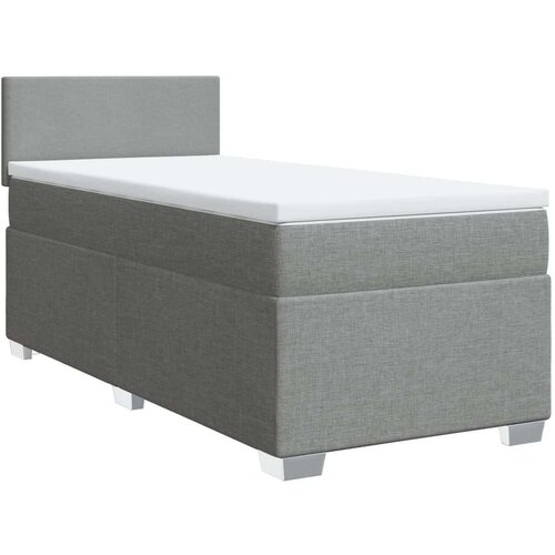 VidaXL Box spring postelja z vzmetnico svetlo siv 100x200 cm blago Slike