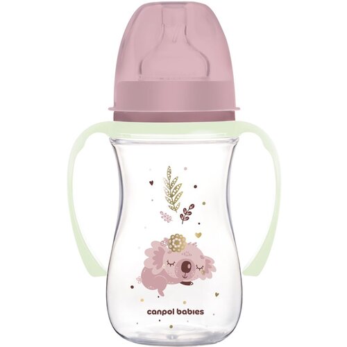 Canpol Sleepy Koala Easy Start Anti-Colic Bottle Pink 3m+ otro&amp;scaron;ka steklenička proti krčem 240 ml za otroke Slike