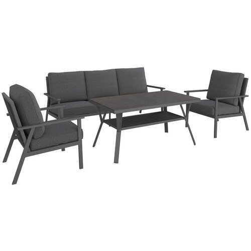Beldano Lounge Garnitura Genua, Črna, Antracit, 4-Delno Slike