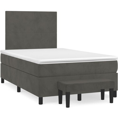 vidaXL Krevet box spring s madracem tamnosivi 120 x 190 cm baršun Cene