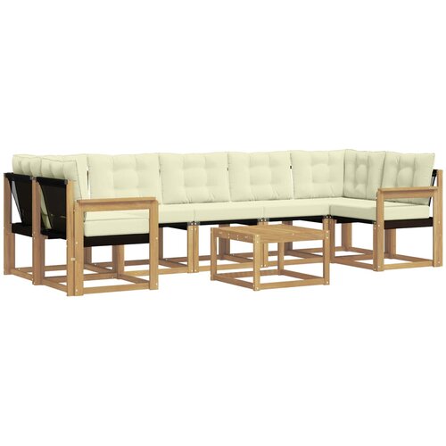 vidaXL Zunanja garnitura za sedenje z blazino 8 pcs Bela in krem, (5000280080) Cene