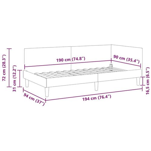 VidaXL Kutni okvir kreveta Ostalo s uzglavljem Tamno siva 90 x 190 cm Slike