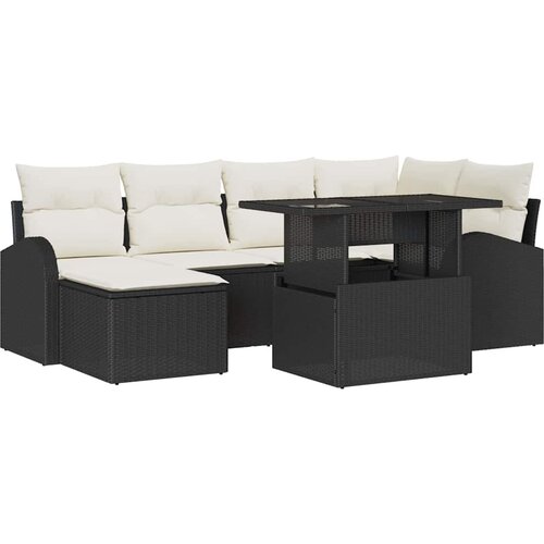  Sjedeća garnitura za vrt 7 kom. Crna Poli ratan 234 x 124 x 85 cm Slike