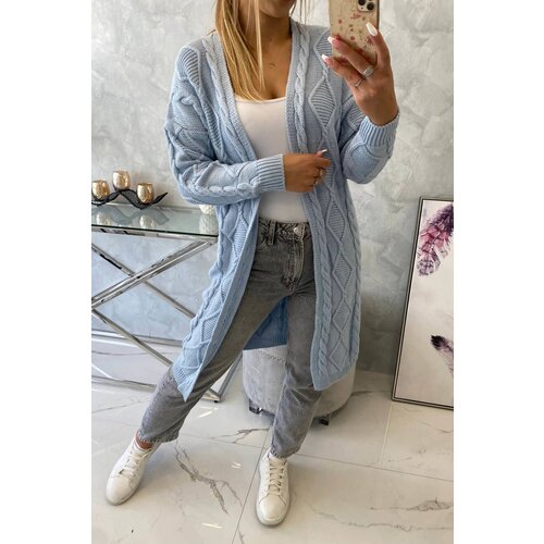 Kesi Cardigan sweater with cable weave in azure color Cijene