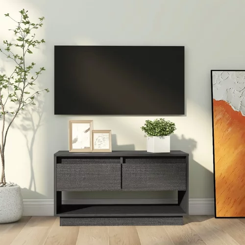 vidaXL TV omarica siva 74x34x40 cm trdna borovina