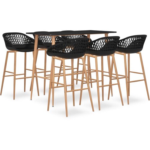 vidaXL Barska garnitura 7-delna črna Cene